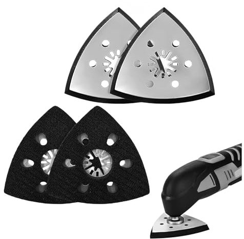 4 pièces Patin ponceuse triangulaire, Triangle patin de ponçage, 93mm Plateau de ponçage outil multifonction, Plateau ponceuse triangulaire, pour Bois, Plastique Dur Ponçage Outil (93mm)