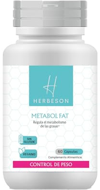 Metabolismo de grasas y control de peso – Coleus forskohlii con Colina y Cetonas de Frambuesa + Vitaminas B5-B6 | HERBESON METABOL FAT – 60 cápsulas veganas sin gluten. (60)