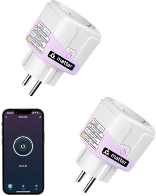 Jinvoo Matter Steckdose, Smart Steckdose für Smart Home, kompatibel mit Alexa, Apple Home, Google Home und SmartThings – erfordert einen Matter-Hub, 2 er Pack