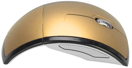 ASHATA Faltbare Kabellose Maus, Tragbare 2,4-GHz-Arc-Reisemaus, Ergonomische Computermaus, Magnetischer Ausschaltschalter mit USB-Empfänger für Laptop-PC (Gold)