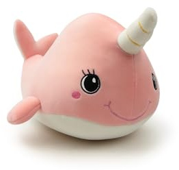Mel-O-Design Plüsch Narwal 34 cm – Rosa Kuscheltier Wal mit Horn, Weiches Stofftier, Süßes Meerestier Plüsch, Geschenk für Kinder & Tierfreunde