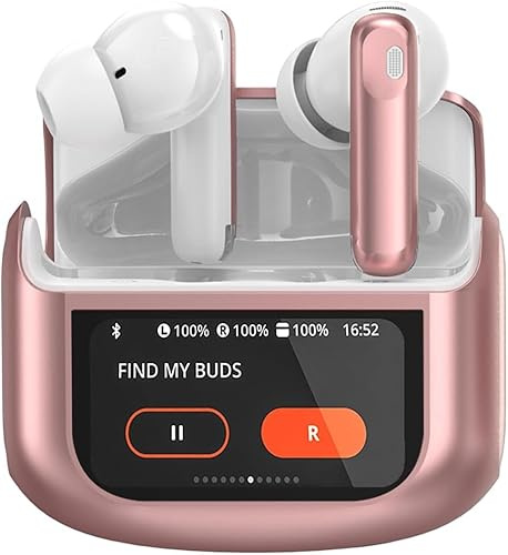 Thunelec Touchscreen Bluetooth Kopfhörer, 2026 In Ear Kopfhörer Kabellos Bluetooth 5.4 mit ANC+ENC Noise Cancelling Mic Rose