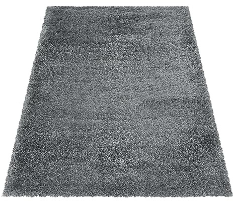 KADIMA DESIGN Langflorteppich Einfarbig Schlicht Flauschig Gemütlich Waschbar Langlebig Strapazierfähig Hellgrau 80x150 cm Schlafzimmer Wohnzimmer Oeko-TEX Fußbodenheizung geeignet | SALZACH