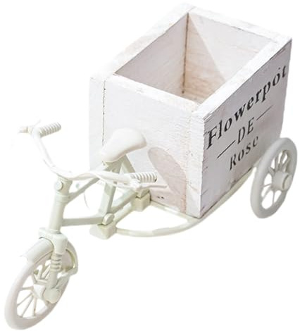 KHBUAB Portafiori Bicicletta Bianco in Legno e Plastica, Leggero e Facile da Mantenere, Decorazione Delicata per Tavolo da Matrimonio o Soggiorno