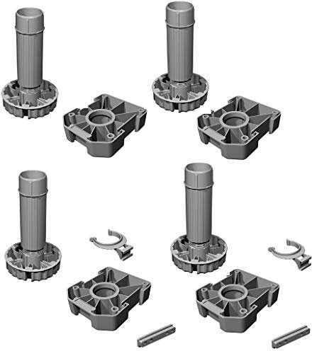 Gedotec Möbelfüße Küchen-Unterschrank Sockelfüße höhen-verstellbar Kunststoff schwarz | Stellfuß mit Höhe 200 mm | KOMPLETT Set | Verstellfüße 500 kg Tragkraft | 4er Set - Schrank-Füße für Möbel
