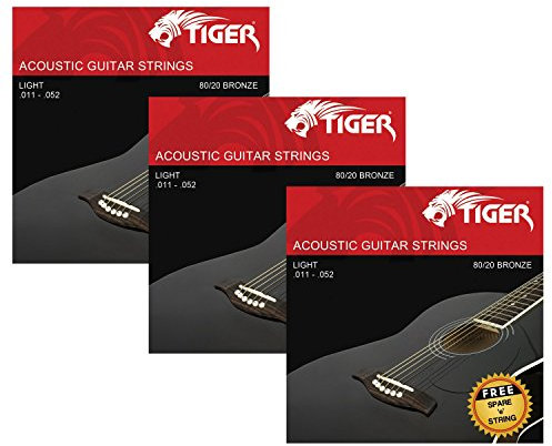 Tiger - Cuerdas para guitarra acústica (3 unidades, 11-52)