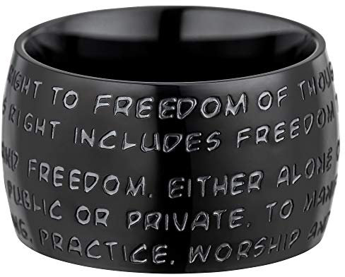 GILARDY GHR-R1BK18 Human Rights Ring R1 Edelstahl Gravur | Schmuck Menschenrechte (Black, 57 (18.1))