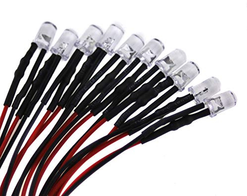 10 x 5mm LED, 12Volt, Kaltweiss (6000K); mit 20cm Anschlusskabel und integriertem Vorwiderstand