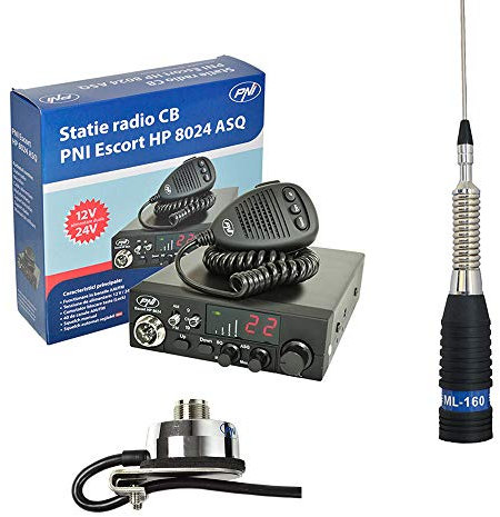 Radio CB PNI Escort HP 8024 ASQ + CB PNI ML160 Antena con Soporte T941