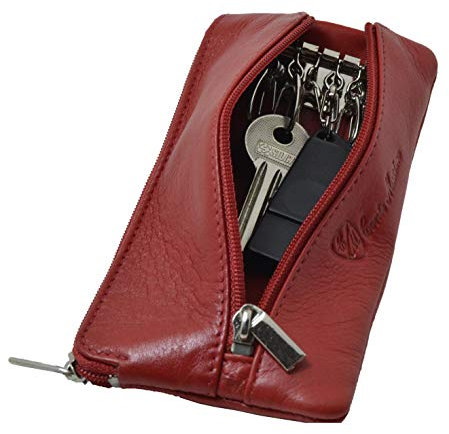 CONTE MASSIMO Portachiavi Per Uomo e Donna, Vera Pelle, 2 Tasche con Cerniera, Ganci, Con Scatola Regalo