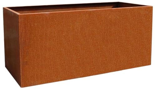 VIVANNO Pflanztrog Pflanzkübel Pflanzkasten Cortenstahl Metall Eckig Maxi, Rostbraun (80x40x40 cm)