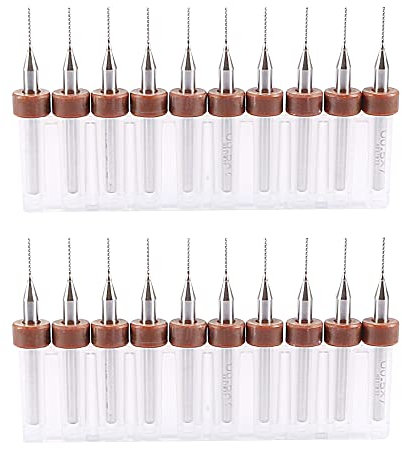 sourcing map PCB Drill Bits 0.5mm Tungsten Carbide Rotary Tool Jewelry CNC Engraving Print Circuit Board Micro Drill Bits 1/8 Inch Shank 2 Set (20 Pcs)