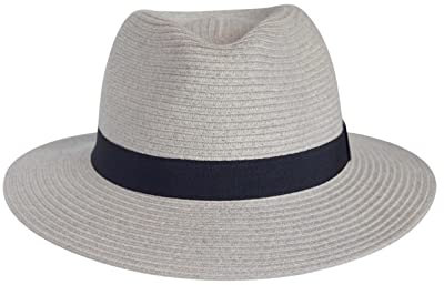 House of Ord Cape Town Pana-Mate Fedora Strohhut Damen Herren Sonnenhut mit UV Schutz 50-4 Farben in Größen S/56cm-M/58cm-L/61cm - Größe: M/L: 58 cm Farbe: Hellgrau