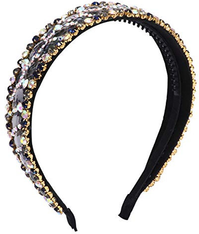 Lurrose Damen Stirnband Barock Strass Stirnband Haarreifen breit elastisch Stretch Kopfschmuck für Frauen Haarschmuck