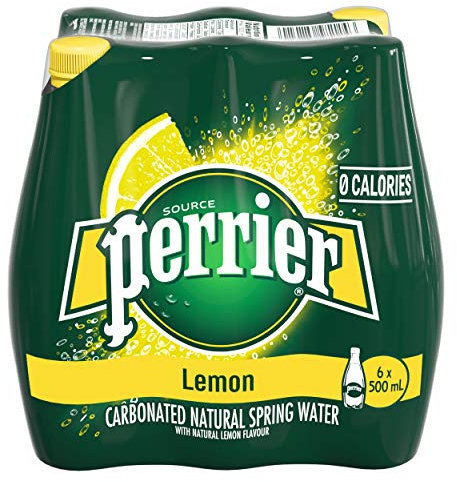 Perrier Acqua minerale naturale con gas aromatizzato limone, 6 x 500 ml
