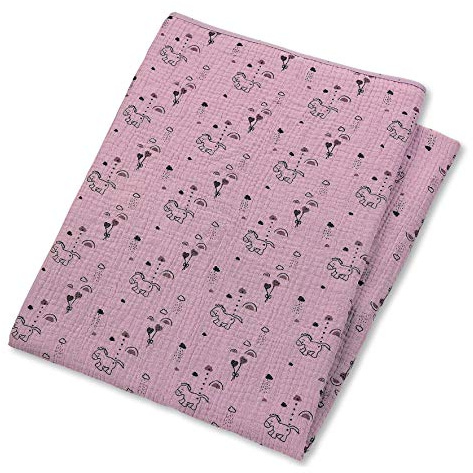 Sterntaler Musselin-Schmusedecke, Pony Pauline, Alter: Für Babys ab der Geburt, 120 x 120 cm, Rosa
