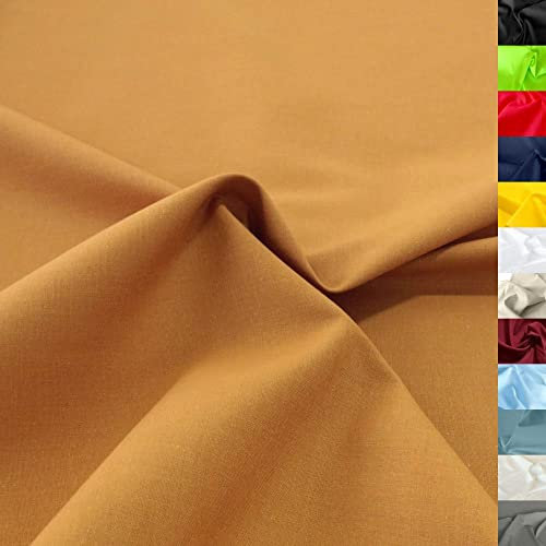 TOLKO 50cm Baumwollstoff Meterware uni | Popeline Stoff aus ÖkoTex Baumwolle in leuchtenden Farben | Kleiderstoff Dekostoff Vorhangstoff Bezugsstoff Patchwork Kinder Stoffe zum Nähen (Ocker)