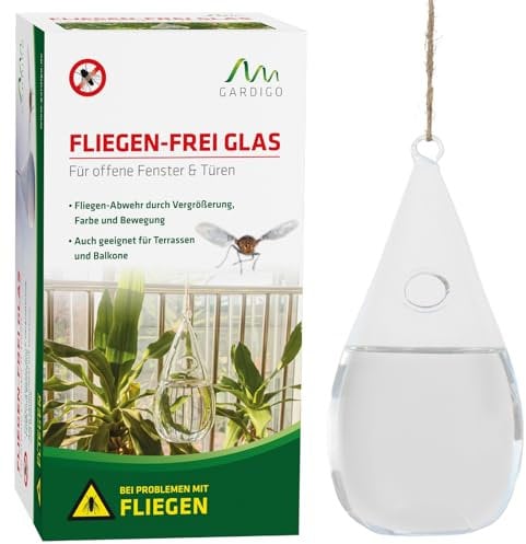GARDIGO® Répulsif Anti-Mouches en Verre | Le Verre Anti-Mouches Repousse Les Mouches grâce à des Effets optiques | env. 10 x 20 cm | pour fenêtres et Portes Ouvertes | Répulsif Anti-Mouches à