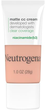 Neutrogena Clear Coverage Flawless Matte CC Cream, Full-Coverage Color Correcting Cream Face Makeup with Niacinamide (b3), Hypoallergenic, Oil Free & Fragrance Free, Vanilla, 1 oz