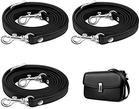 Heilok 3 Stück Ersatz Leder Trageriemen Einstellbar Schulterriemen PU Leder Taschen Schultergurt Schwarz Tragegurt für DIY Damen Handtaschen Geldbörse,110-120cm