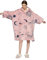 Sedefen Plaid Couverture Polaire avec Manches,Sweat-Shirt à Capuche avec Poches Portables,Confortable Flanelle Douverture TV Femme Homme,Hiver Chaud Sherpa Adulte,Rose Orangé,Élément Solaire