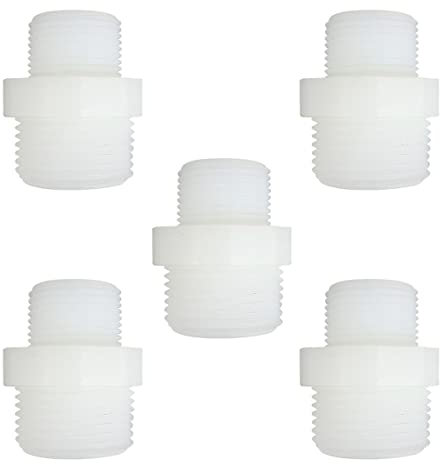 XINWOO Wasserhahn-Adapter, Anschlüsse, Teile, Armaturen für Wasserfilter, Umkehrosmose-System (3/4 NPT männlich x G1 männlich), 5 Stück