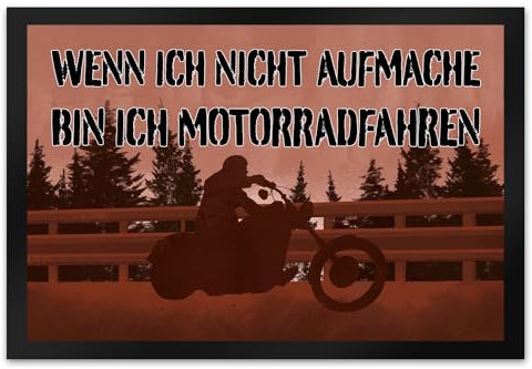 speecheese Wenn ich Nicht aufmache Bin ich Motorradfahren Fußmatte XL in 40x60 cm mit Chopper witziger Fußabtreter mit Spruch als Geschenk für Biker und Motorradfahrer die es lieben mit dem