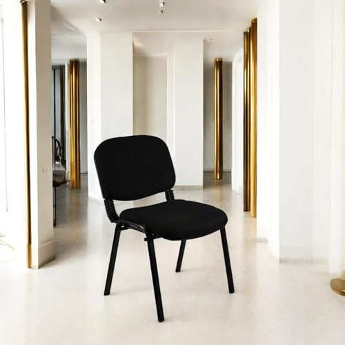 Meta Office Heavy Duty Stackable Guest & Reception, Office Chairs for home, Black Frame (1, Black)