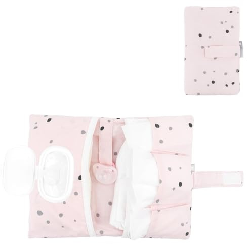 Kikkaboo Windeltasche Bear with me Wickeltasche, Selbstverschluss, Baumwolle rosa