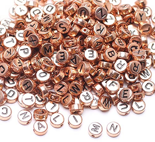 HERZWILD buchstabenperlen gold buchstaben perlen bastelnperlen Buchstaben A-Z perlen für Schmuck Basteln (black-rose gold)…