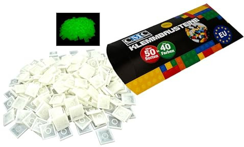 250 x Klemmbausteine Fliesen Tiles Bausteine 2x2 Noppen Kompatibel freie Farbenwahl (200 - Glow in The Dark)