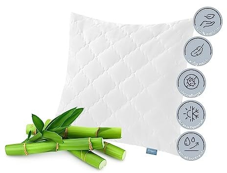XDREAM Bambus Kopfkissen perfekt für alle Schlafpositionen | Pflegeleicht und umweltfreundlich | Allergiker geeignet | feuchtigkeitsabsorbierender Bambus | Öko-Tex Zertifiziert | 80 x 80 cm