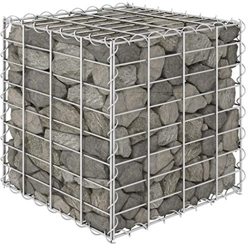 Festnight Gabion Basket, Gabion Planter, Metal Gabion Cage, Gabion Raised Bed Galvanised Steel 40x40x40 cm