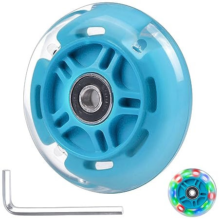 Gladeer 1 roue arrière lumineuse de 80 mm, LED colorée, roue de rechange clignotante pour trottinette à 3 roues (bleu)