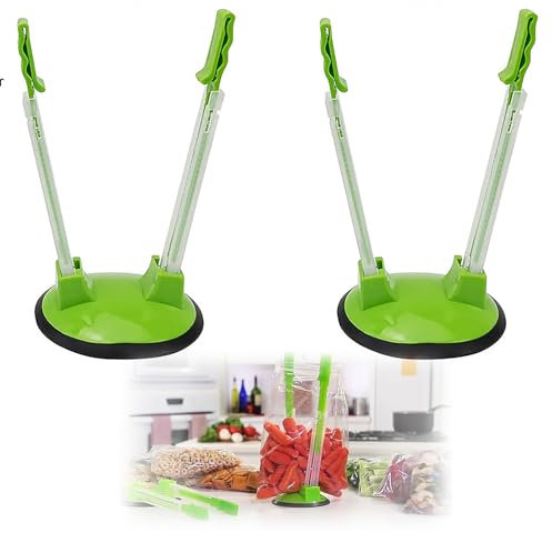 2pcs Baggy Rack Stand Set,Easy to Operate Baggy Rack,Durable Baggy Racks,Freezer Bag Holder Stand for Freezer Bags,Food Storage Bags, Sandwich Bags,Meal Prep Bags etc(Green)