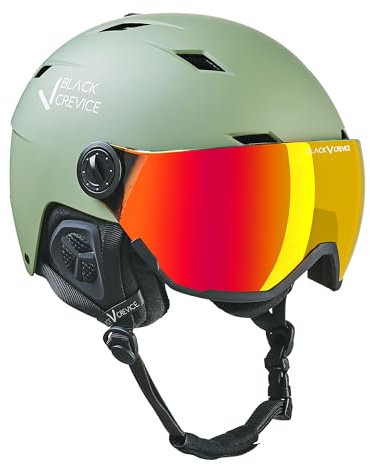 BLACK CREVICE Skihelm mit Visier Kirchberg Olivin, S (51-53cm)