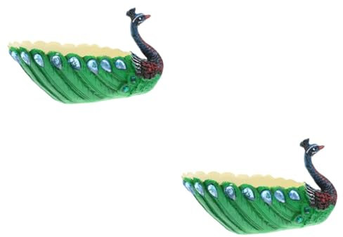 YARNOW 2St Pfau Ornament Blumentopf Zimmerpflanzen Außendekoration Nudelbehälter Pasta Anlage Pfauen saftige Vase Blumenarrangement Topf draussen Rührschüssel