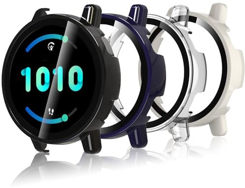 Bigqin 4 Piezas Funda Compatible con Garmin Vivoactive 5, Protector de Pantalla Compatible con Garmin Vivoactive 5 - Transparent/Negro/Azul/Beige