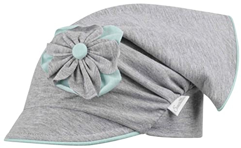 Smarilla Mädchen Mütze Schirmmütze Kopftuch Schildmütze Sommer Baumwolle, Bekleidungsgröße: 54-56, Farbe: Grau-Türkis