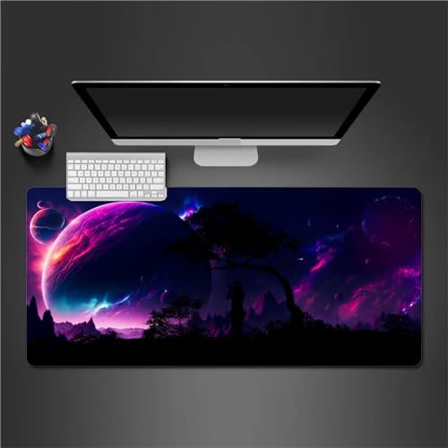 Tainrun Mauspad,Groß XXL Gaming Mauspad Extended Large Nacht Weltraum Universum Mouse Pad Premium-Strukturiertes Rutschfestes mit Genähten Kanten Schreibtisch Matte für Notebooks, PC 1200x600x2mm