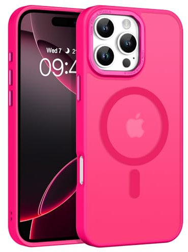 GaoBao for iPhone 16 Pro Case,[Compatible with MagSafe] Translucent Matte Magnetic Phone Case for Women Girls Cute Slim Thin Shockproof Protective Cover Case for iPhone 16 Pro,6.3 Inch,2024,Hot Pink