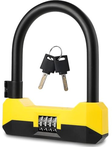 SIGTUNA Candado Bicicleta con Contraseña, Candado en U 18mm con Soporte, 4 Figuras Bloqueo, Seguridad para Bicicletas de Carretera, Eléctricas, Plegables, de Montaña