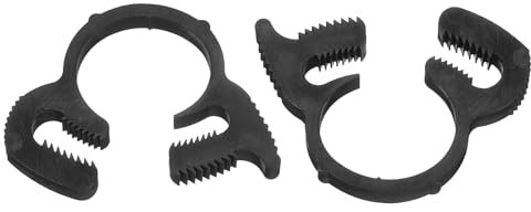 sourcing map 2 Pcs Adjustable Double Snap Grip Hose Clamps Plastic 14.2-14.8 Mm/0.56-0.58 Inches Inner Dia Adjustable Several Ratcheting Tubing Clamp for Home, Black