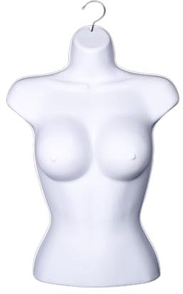 LOVIVER Formschöner weiblicher Torso, Hängende Schaufensterpuppe, Bruchsicherer Torso für Frauen, Kleiderpuppe für Frauen, Halbkörper-Kleiderpuppe, Weiß