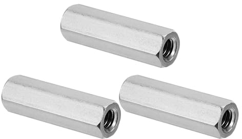 PATIKIL 1/4-20 UNC 304 Edelstahl Sechskant Kupplungsmuttern, 3 Stück 1.57/40mm Langmutter Gewindehülse Sechskantmutter Edelstahl Kupplungsmutter Gewindemuffe Gewindeeinsatz, Silberton