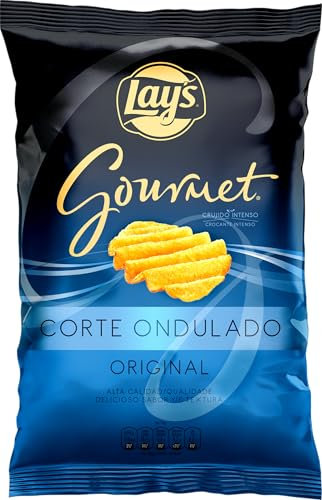 Lay's Gourmet Onduladas, Patatas fritas con sal, Producto de Aperitivo, bolsa individual, 150 gr