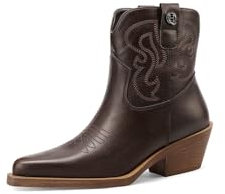 QUEEN HELENA Stivaletti Camperos Stivali Bassi a Punta Texani Donna X31-107 (Marrone, Sistema Taglie Calzature EU, Adulto, Donna, Numero, Media, 37)