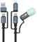 SooPii 100W 5A Multi USB-C Ladekabel mit LED Licht für Camping, 5-in-1 C/A-zu-C/IP-Schnellladekabel, Nylon-geflochtenes Typ-C-Kabel für Telefone, Tablets, Laptops und mehr (Schwarz,1.2M)