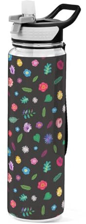 Mnsruu Bouteille d'eau transparente avec paille - Bouteille d'eau étanche - En plastique Tritan sans BPA - Pour le sport, le bureau, l'école - 1 litre