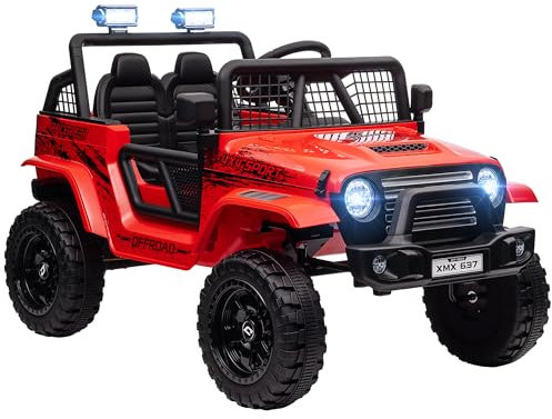 AIYAPLAY Kinder Elektroauto, 12 V 3-5 km/h Elektro Kinderauto mit 2,4G Fernbedienung, Stoßdämp, Elektrisches Kinderfahrzeug mit Musik, Scheinwerfer, Hupe, MP3, Elektro Auto für Kinder 3-6 Jahre, Rot